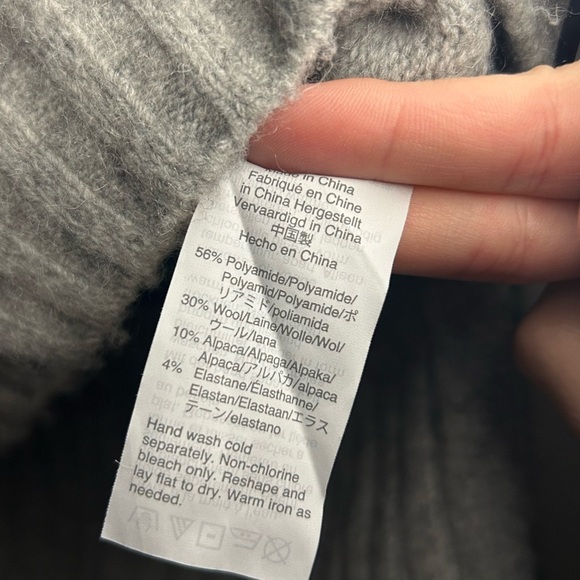 J.CREW Sweater Womens S Wool Alpaca Oversized Boxy Gray Green Striped Cabincore‎ - Picture 4 of 14